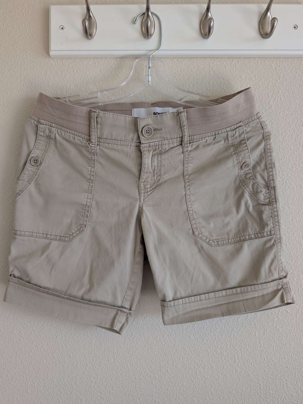 Sonoma Light Beige Casual Roll-Cuff Bermuda Shorts 4P Petite